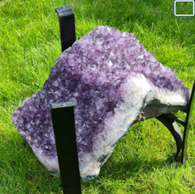 Load image into Gallery viewer, AMETHYST TABLE WITH GLASS WORKTOP