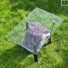 Load image into Gallery viewer, AMETHYST TABLE WITH GLASS WORKTOP