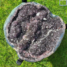 Load image into Gallery viewer, AMETHYST TABLE WITH GLASS TOP BLACK GOLD OR SILVER