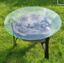 Load image into Gallery viewer, AMETHYST TABLE WITH GLASS TOP BLACK GOLD OR SILVER