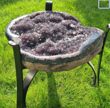 Load image into Gallery viewer, AMETHYST TABLE WITH GLASS TOP BLACK GOLD OR SILVER