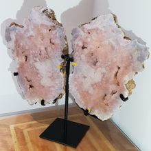 Load image into Gallery viewer, Pink Amethyst Angel Wings with Hand made Stand