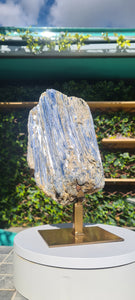 Blue Kyanite on Custom made gold stand