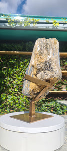 Blue Kyanite on Custom made gold stand