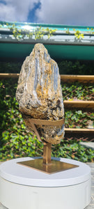 Blue Kyanite on Custom made gold stand