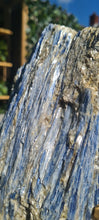 Load image into Gallery viewer, Blue Kyanite on Custom made gold stand
