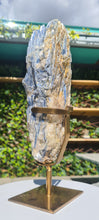 Load image into Gallery viewer, Blue Kyanite on gold custom made stand
