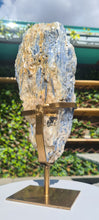 Load image into Gallery viewer, Blue Kyanite on gold custom made stand
