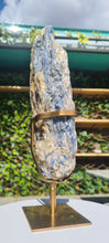 Load image into Gallery viewer, Blue Kyanite on gold custom made stand
