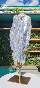 Blue Kyanite on gold custom made stand
