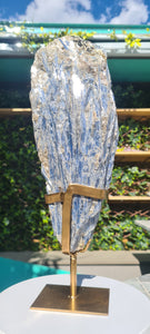 Blue Kyanite on gold custom made stand