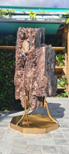 Load image into Gallery viewer, Tourmaline &amp; Mica HUGE XXL on Gold Custom stand - Grounding protection crystal
