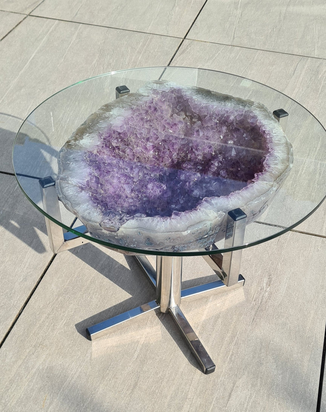 Amethyst Table on Chrome Stand