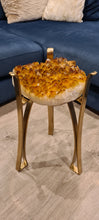 Load image into Gallery viewer, Citrine Table with Glass on Gold stand
