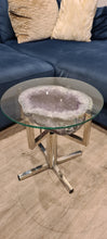 Load image into Gallery viewer, Amethyst Table with Glass on Chrome Stand
