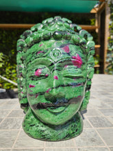 Load image into Gallery viewer, Buddha Head Sculpted from Ruby Zoisite from Tanzania Symbol of wisdom and peace
