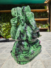 Load image into Gallery viewer, Lord Ganesha in Ashirvad posture Gesture of Blessing Ruby Zoisite Tanzania
