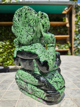Load image into Gallery viewer, Lord Ganesha in Ashirvad posture Gesture of Blessing Ruby Zoisite Tanzania
