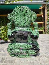 Load image into Gallery viewer, Lord Ganesha in Ashirvad posture Gesture of Blessing Ruby Zoisite Tanzania
