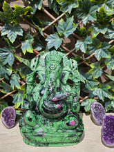Load image into Gallery viewer, Lord Ganesha in Ashirvad posture Gesture of Blessing Ruby Zoisite Tanzania
