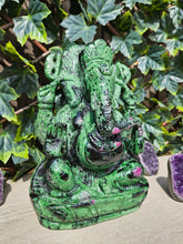 Load image into Gallery viewer, Lord Ganesha in Ashirvad posture Gesture of Blessing Ruby Zoisite Tanzania
