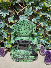 Load image into Gallery viewer, Lord Ganesha in Ashirvad posture Gesture of Blessing Ruby Zoisite Tanzania
