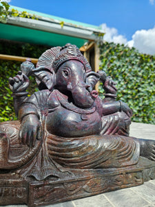 Ganesha carving symbol of luxury Sculpture from Ruby Corundum and kyanite