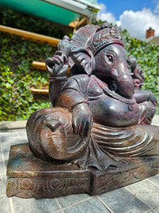 Ganesha carving symbol of luxury Sculpture from Ruby Corundum and kyanite