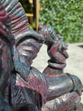 Load image into Gallery viewer, Ganesha carving symbol of luxury Sculpture from Ruby Corundum and kyanite
