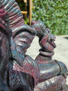 Ganesha carving symbol of luxury Sculpture from Ruby Corundum and kyanite