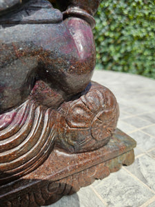 Ganesha carving symbol of luxury Sculpture from Ruby Corundum and kyanite