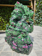 Load image into Gallery viewer, Lord Ganesha in Ashirvad posture Gesture of Blessing Ruby Zoisite Tanzania
