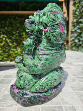 Load image into Gallery viewer, Lord Ganesha in Ashirvad posture Gesture of Blessing Ruby Zoisite Tanzania

