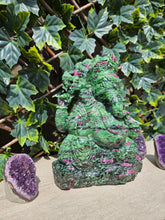 Load image into Gallery viewer, Lord Ganesha in Ashirvad posture Gesture of Blessing Ruby Zoisite Tanzania
