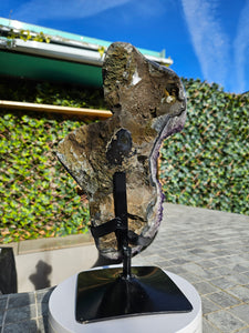 Amethyst on stand from Brazil - High Grade - statement crystal