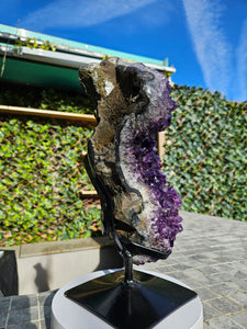 Amethyst on stand from Brazil - High Grade - statement crystal