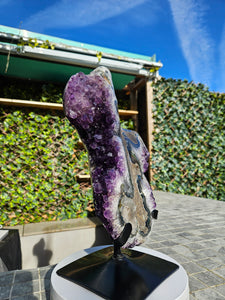 Amethyst on stand from Brazil - High Grade - statement crystal