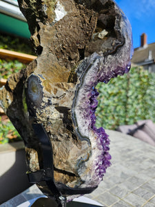 Amethyst on stand from Brazil - High Grade - statement crystal