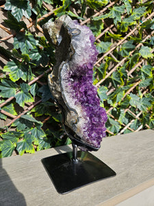 Amethyst on stand from Brazil - High Grade - statement crystal