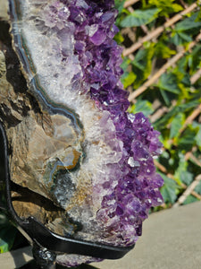 Amethyst on stand from Brazil - High Grade - statement crystal