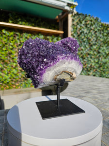Amethyst on stand from Brazil - High Grade - statement crystal
