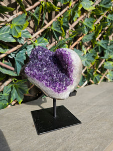 Amethyst on stand from Brazil - High Grade - statement crystal
