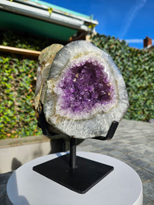 Amethyst Two tone dual colour on stand from Brazil - High Grade - statement crystal