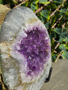 Amethyst Two tone dual colour on stand from Brazil - High Grade - statement crystal
