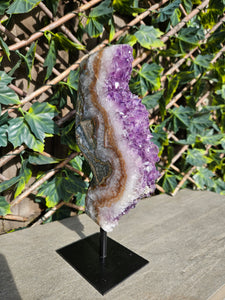 Amethyst on stand from Brazil - High Grade - statement crystal