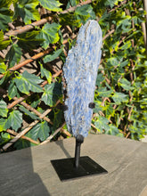 Load image into Gallery viewer, Blue Kyanite on custom made stand
