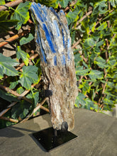Load image into Gallery viewer, Blue Kyanite on custom made stand
