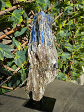 Load image into Gallery viewer, Blue Kyanite on custom made stand
