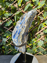 Load image into Gallery viewer, Blue Kyanite on custom made stand
