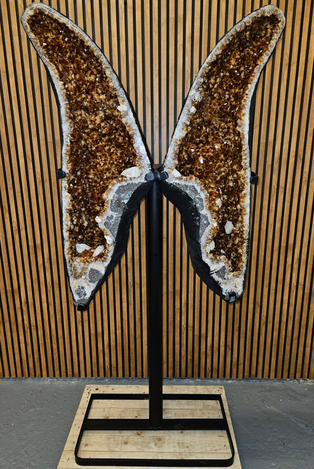Citrine Angel wings Butterfly wings on stand - The money Stone